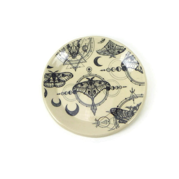 Round Moth Moon Patterned Plate - 4 inches