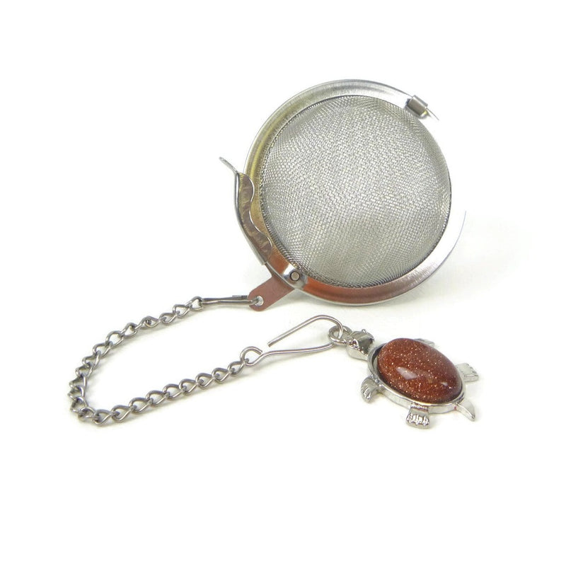 Tea Infuser with Goldstone Turtle Charm