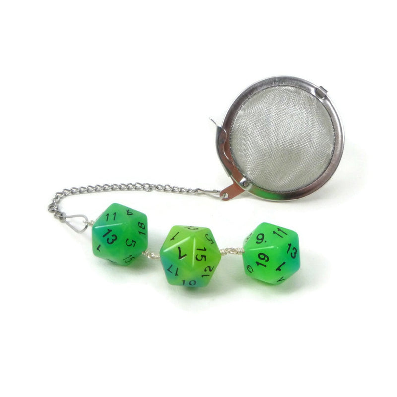 Tea Infuser with Lime Green and Teal Dice