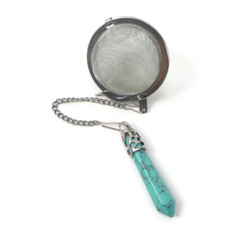 Tea Infuser with Crystal Point Charm (pick your stone!)
