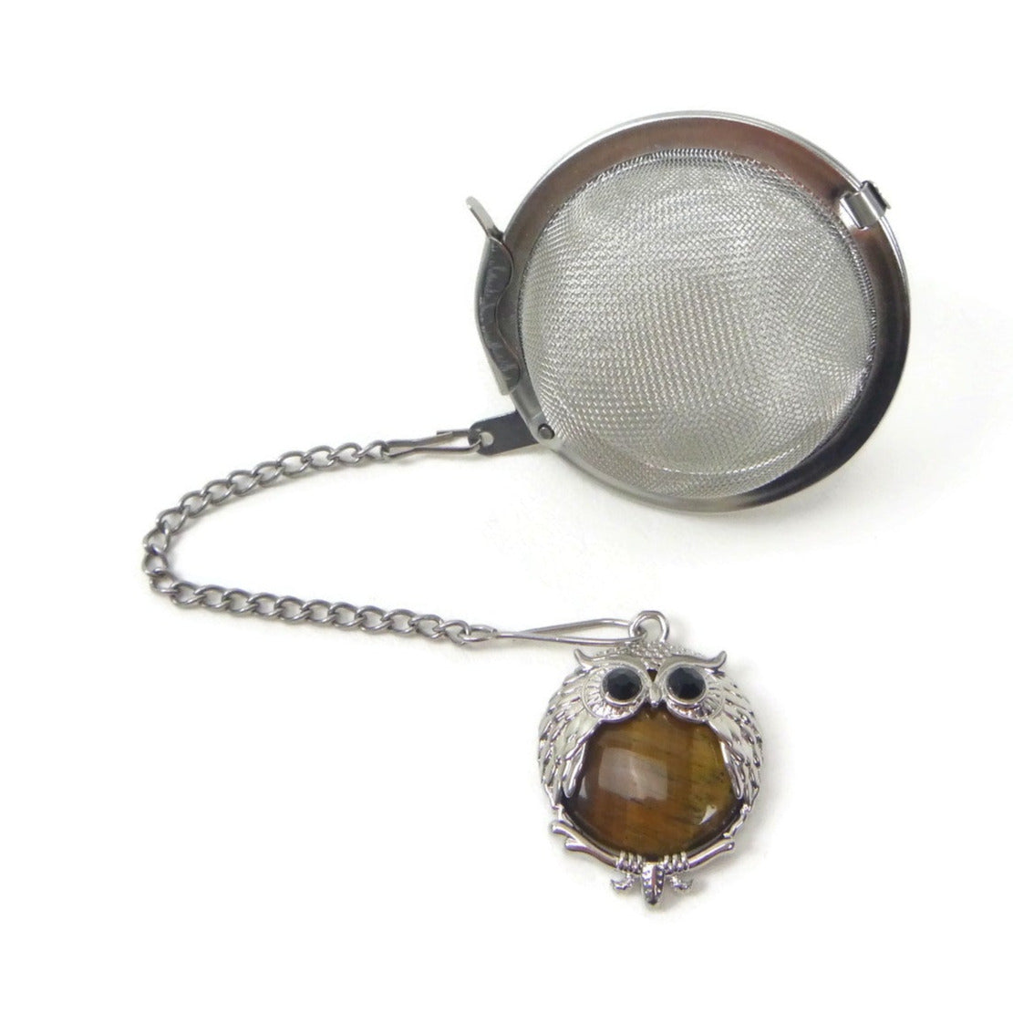 Tea Infuser with Owl Charm (choose your stone!)