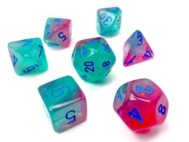 7 Piece Polyhedral Set - Gemini Gel Green-Pink/Blue