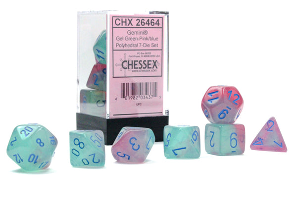 7 Piece Polyhedral Set - Gemini Gel Green-Pink/Blue