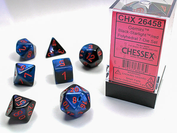 7 Piece Polyhedral Set - Gemini Black/Starlight with Red