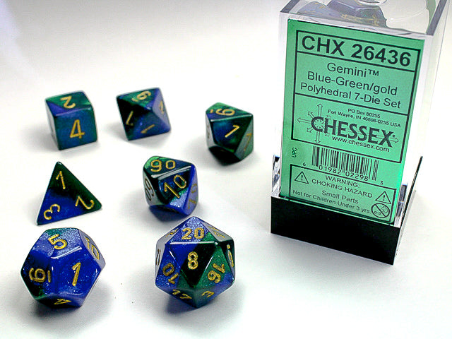 7 Piece Polyhedral Set - Gemini Blue/Green
