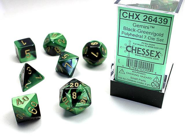 7 Piece Polyhedral Set - Gemini Green/Black