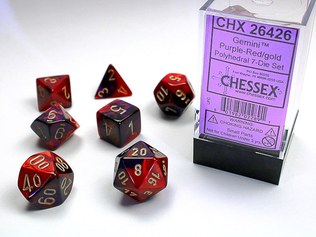 7 Piece Polyhedral Set - Gemini Purple Red