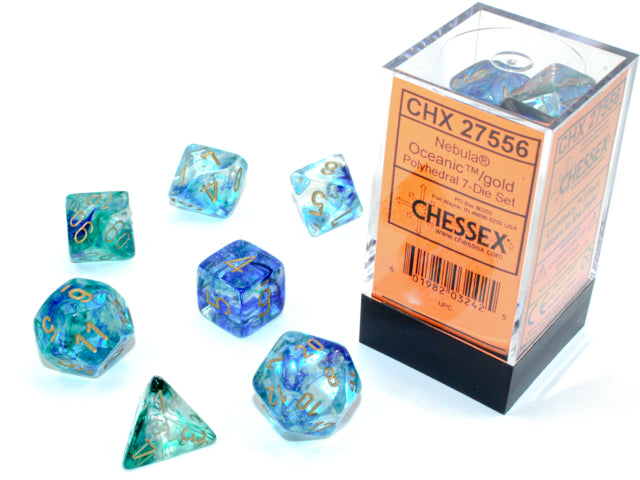 7 Piece Polyhedral Set - Nebula Oceanic/Gold