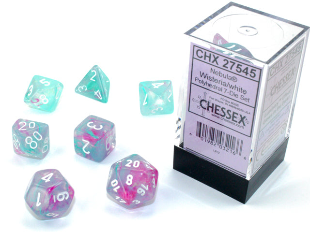 7 Piece Polyhedral Set - Nebula Wisteria/White
