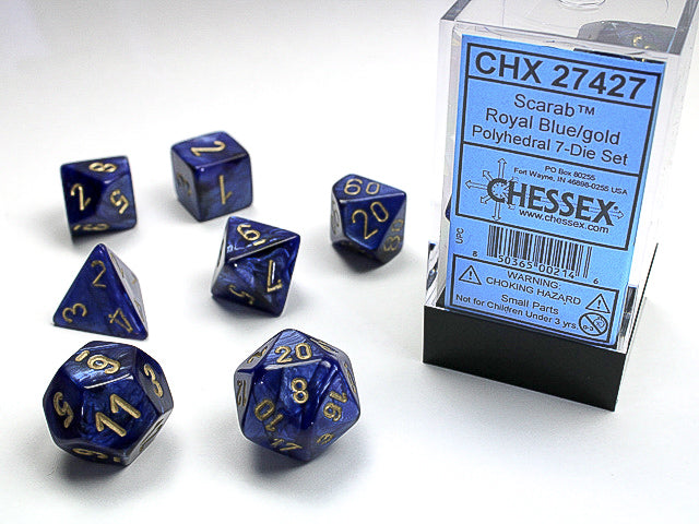 7 Piece Polyhedral Set - Scarab Royal Blue
