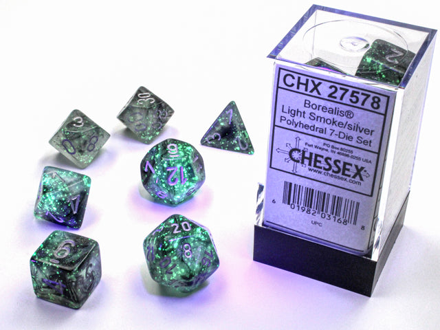 7 Piece Polyhedral Set - Borealis Luminary Smoke