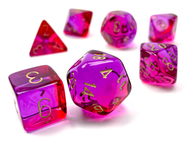 7 Piece Polyhedral Set - Gemini Translucent Red-Violet/gold